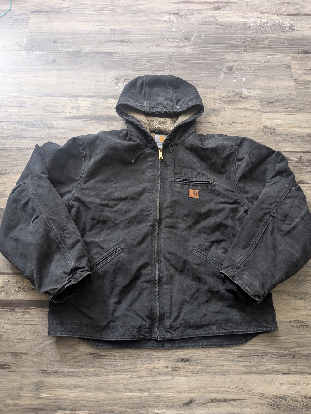 Carhartt Black Hooded Sherpa Lined Coat 2XL